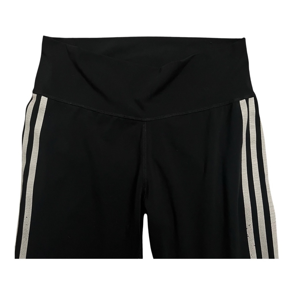Adidas activewear yoga sports leggings black striped pocket wide waist Women M - Picture 8 of 15